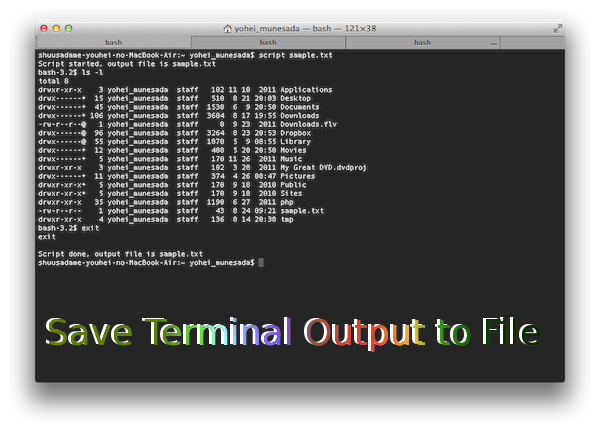 Save Terminal Output to File